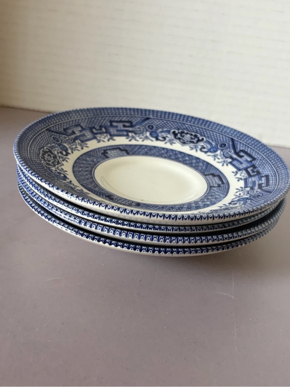 Vintage Churchill England Blue Willow Style Saucers - Set of 4